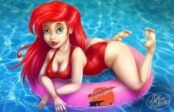 14-bis 1girls 2022 2d ariel ass barefoot cleavage disney disney_princess feet feet_up female female_only full_color fully_clothed lifeguard lifeguard_swimsuit no_penetration one-piece_swimsuit pool_toy red_hair revealing_clothes solo solo_female swimming_pool swimsuit swimwear the_little_mermaid tight_clothing