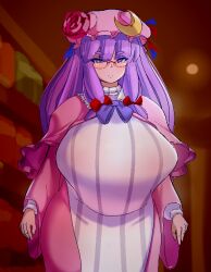 glasses huge_breasts imposing looking_at_viewer patchouli_knowledge suwacrab touhou