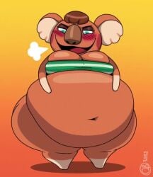 2d 2d_animation animal_crossing animated anthro belly big_belly breathotter canberra_(animal_crossing) chubby female nah nintendo no_sound obese obese_anthro tagme text video