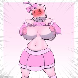 anthro big_breasts big_nipples blush bouncing_breasts bowtie chubby_female embarrassed exposed_breasts first_porn_of_character flashing flashing_breasts lifting_shirt milk motion_blur motion_lines nipples non-human object_head oc original original_character pinky_(supermilkman) reluctant school_uniform self_upload shirt_lift shirt_pull shirt_up shortstack showing_breasts shy skirt strawberry_milk supermilkman sweat sweating voluptuous voluptuous_female