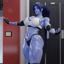 1girls 3d abs amelie_lacroix ass big_ass big_breasts black_fingerless_gloves black_fingernails black_nails black_thong blizzard_entertainment blue_hair elbow_sleeve female female_only fingerless_gloves fit fit_female gym looking_at_viewer muscular muscular_female muscular_thighs no_pants oiled oiled_skin oily open_arms overwatch overwatch_2 ponytail purple-skinned_female purple_skin solo solo_only sports_bikini sports_bra sports_panties tattoo tattoo_on_stomach thick_thighs thong thunder_thighs vonsvaigen white_sports_bra wide_hips widowmaker yellow_eyes