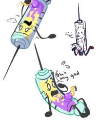 gay male masturbation may0munch3r object_oc object_show object_shows oc original_character purple small smaller_male syringe yellow