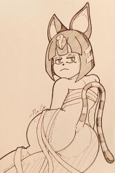 animal_crossing ankha bored butt_crack egyptian furry looking_back looking_back_at_viewer plasticcollector sole_female solo_female tail unamused