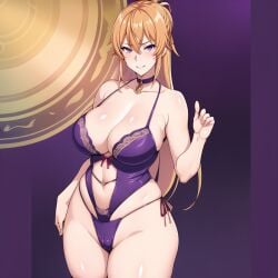 ai_generated big_breasts choker curvy_figure female_only looking_at_viewer mommy nakiri_erina shokugeki_no_souma smile stable_diffusion