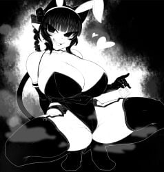 big_breasts breasts bunny_ears bunnysuit cat_ears garter_straps ginku_mh pointy_ears rin_kaenbyou squatting tail thighhighs touhou