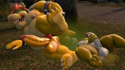 3d balls bowser fart fat mario_(series) masturbation moobs mrrainbow nintendo penis source_filmmaker tagme yellow_yoshi yoshi