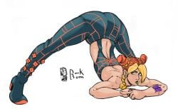 1girls ass ass_up clothed dorkbum female female_only fully_clothed jack-o_pose jojo's_bizarre_adventure jolyne_kujo not_porn solo stone_ocean two_tone_hair