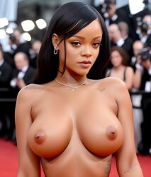 ai_generated black_female dark-skinned_female red_carpet rihanna