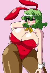 akasode_(tyaramu) bunny_ears bunnysuit cleavage green_hair huge_breasts touhou yuka_kazami yuuka_kazami