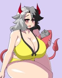 akasode_(tyaramu) cleavage cow_tail horns huge_breasts touhou urumi_ushizaki