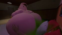 3d big_butt dragon_ball facesitting fart fat_ass majin_buu male_focus mrrainbow overweight source_filmmaker tagme