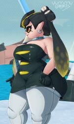 1girls 2023 2d 2d_(artwork) alternate_body_type anthro ass big_ass big_breasts black_hair black_tentacles bottom_heavy breasts callie_(alterna) callie_(splatoon) cleavage clothed clothing curvaceous curvy curvy_figure dat_ass detailed_background dress earrings fat_ass female female_only huge_ass huge_breasts humanoid inkling inkling_girl large_ass large_breasts light-skinned_female light_skin pointy_ears solo solo_female splatoon splatoon_(series) splatoon_3 splatoon_3:_return_of_the_mammalians squid squid_girl tentacle tentacle_hair thick_thighs tied_hair tight_clothing wide_hips yellow_eyes yummygoods