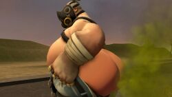 3d big_butt fart fat male_only mrrainbow overwatch overweight roadhog source_filmmaker tagme