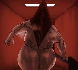 1girls babyhunt4 big_breasts breasts creepy curvy female female_pyramid_head grey_skin hallway horror huge_breasts humanoid konami lactation light loincloth mature monster muscles muscular_female naked_female nipples pelvic_curtain pyramid_head rule_63 silent_hill silent_hill_homecoming sweat sword tagme tall tall_female thick_thighs topless villainess voluptuous wide_hips