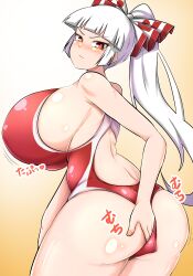 big_ass embarrassed fujiwara_no_mokou hime_cut huge_breasts looking_back norori sideboob touhou