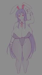 auroch_nsfw breasts bunny_ears bunnysuit cleavage fishnets highres huge_breasts leotard playboy_bunny reisen_udongein_inaba sketch touhou