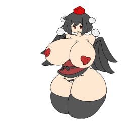 cleavage h.a.r huge_breasts nipple_pasties shameimaru_aya touhou