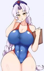 cleavage eirin_yagokoro huge_breasts norori one-piece_swimsuit swimsuit touhou