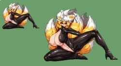 animal_hat biker_clothes bikesuit blonde_hair bodysuit breasts come_hither commentary_request female fox_tail full_body gigantic_breasts hat high_heels huge_breasts licking_lips looking_at_viewer mob_cap namako_(takorin) naughty_face navel nipples no_bra ofuda on_one_knee pixel_art ran_yakumo shiny_clothes tail takorin tongue tongue_out touhou white_headwear yakumo_ran yellow_eyes