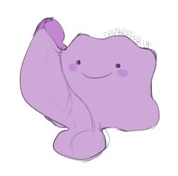 1boy 2019 big_penis ditto_(pokemon) feral feral_only generation_1_pokemon genitals humanoid_genitalia humanoid_penis male male_only nintendo penis pigeontoez pokemon pokemon_(species) purple_body purple_penis simple_background solo white_background