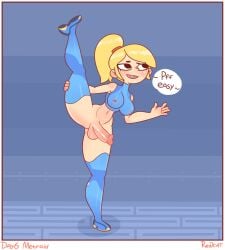 1futa boobs cute english_text flexing futa_only futanari hi_res large_penis metroid penis penis_out red7cat samus_aran showing_off text thick_thighs tits zero_suit_samus