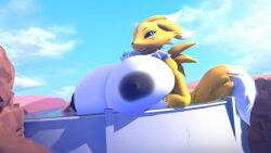 dam digimon giantess huge_breasts hyper macro not_person420 person-420 renamon