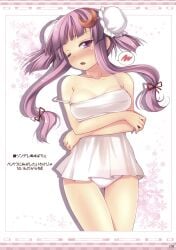 big_breasts blush female hair_ornament looking_at_viewer nightgown nullken open_mouth panty patchouli_knowledge touhou