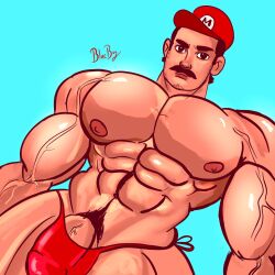 biceps big_bulge big_chest big_pecs blueboybara bulge bulging_biceps huge_bulge huge_chest huge_pecs looking_at_viewer male male_only mario mario_(series) muscle_growth muscles muscular muscular_male nintendo pecs penis_outline penis_peek plumber shirtless_male smooth_chest smooth_skin thong underwear underwear_only veiny_penis