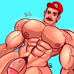 biceps big_chest big_cock big_pecs big_penis blueboybara bulging_biceps flaccid flaccid_penis huge_chest huge_cock huge_cock huge_pecs looking_at_viewer male male_only mario mario_(series) muscle_growth muscles muscular muscular_male nintendo pecs plumber smooth_chest smooth_skin veiny_penis