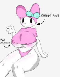 :d areola big_areola big_ass big_breasts big_butt blush breast_press breast_squeeze breast_squish breasts_bigger_than_head breasts_out bunny_girl c: castinly female female_focus furry massive_breasts my_melody nipple_bulge nipples nipples_visible_through_clothing onegai_my_melody sanrio thick_thighs thighs underboob underwear white_fur wide_hips