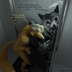 against_surface anthro canid canine duo female fox fox_mccloud from_behind_position hi_res holding_butt humanoid kehveli leaning mal0 male male/female malo mammal nintendo scp-1471 scp_foundation sex skulldog_(species) star_fox tight_space