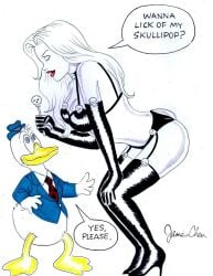 1girls chaos_comics coffin_comics curvaceous curvy_body curvy_figure death_(personification) english_text grim_reaper howard_the_duck huge_breasts james_chen lady_death long_hair marvel marvel_comics queen_of_the_dead speech_bubble voluptuous voluptuous_female white_hair