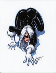 1girls 2023 black_cat_(marvel) curvy_body curvy_female curvy_figure felicia_hardy hi_res huge_breasts latex_suit long_hair marvel marvel_comics scott_dalrymple skin_tight solo_female solo_focus spider-man_(series) victim_official white_hair