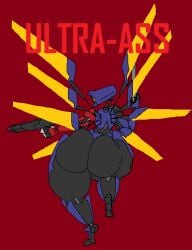 1boy balls bubble_butt firearm gun huge_ass looking_at_viewer looking_back peachymewtwo revolver robot shotgun tagme thick_thighs ultrakill v1_(ultrakill) wide_hips wings