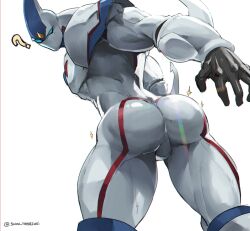 ? ass backsack balls bara elemental_hero_neos looking_back male male_only mouthless muscles muscular non-human shin_tamazuki solo solo_male white_body yu-gi-oh!