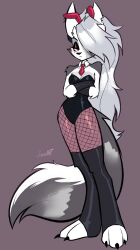 2d_(artwork) bunny_ears bunnysuit canid canine female female_only fishnets furry helluva_boss jamoart loona_(helluva_boss) paws tagme wolf_girl