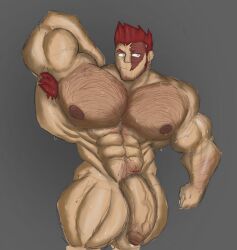 armpit_hair balls bara big_balls big_penis endeavor_(my_hero_academia) enji_todoroki facial_hair flaccid gab_art hairy hand_behind_head male male_only muscles muscular my_hero_academia nude penis red_hair scar scar_across_eye solo solo_male sweat sweating sweaty