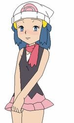 1girls animated beanie beige_skin bloggerman blue_eyes blue_hair blush color dawn_(pokemon) female hair hat human human_only lowres nintendo no_panties no_panties_under_skirt pokemon pokemon_dppt pussy skirt skirt_lift tagme