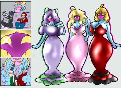 3girls ass_expansion breast_expansion female female_only gaminglover gender_transformation gigi_(mario) jellyfish jellyfish_humanoid jellyfish_sisters mario_(series) mario_and_luigi_(series) merri_(mario) mind_control species_transformation tagme transformation