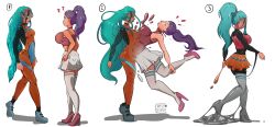 assimilation before_and_after bimbo fusion goo_girl high_heels latex latex_transformation missdomme ponytail purple_hair tagme teal_hair thighhighs transformation