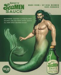 advertisement astra_zero biceps english_text fish_tail long_hair looking_at_viewer male male_only merman muscles muscular muscular_male pecs retro smooth_chest smooth_skin