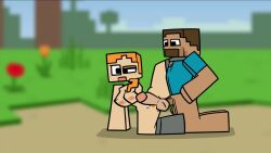 1boy 1futa 2d 2d_(artwork) 2d_animation ahe_gao alex_(minecraft) anal_penetration anal_sex animated balls big_breasts big_penis blue_t-shirt boots brown_hair canon_couple clothed clothing creampie cube_head cubic_body cubic_breasts cum cum_in_ass cum_inside cum_while_penetrated cumshot dark-skinned_male dark_skin drawn ejaculation erect_nipples erect_penis erection freckles futanari hands-free handsfree_ejaculation horny_futa human humanoid humanoid_penis light-skinned_futanari light_skin male male_on_futa minecraft no_panties no_pants nude_futanari orange_hair orgasm orgasm_face outside partially_clothed penis posing self_upload sex sirwillydingdong sound sperm spoon_position square_head steve_(minecraft) video