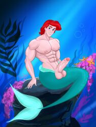 1boy abs ariel biceps big_chest big_cock big_pecs big_penis blueboybara boner bulging_biceps caucasian caucasian_male disney disney_prince erect_penis erection fish_tail genderbend genderswap genderswap_(ftm) hard_on huge_chest huge_cock huge_pecs huge_penis looking_at_viewer male male_only merfolk merman muscles muscular muscular_male outdoors outside pecs rule_63 smooth_chest smooth_skin solo solo_male the_little_mermaid uncut underwater veiny_penis