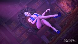 1girls 3d blizzard_entertainment grey_hair high_heels huge_breasts human human_(world_of_warcraft) katherine_proudmoore large_ass large_breasts light-skinned_female light_skin milf snoopz solo thick_thighs warcraft world_of_warcraft