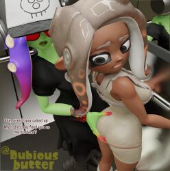 3d 3d_(artwork) acht_(splatoon) agent_8_(side_order) agent_8_(splatoon) blender blender_(software) dedf1sh dubious_butter fat_ass grabbing grabbing_ass groping groping_from_behind looking_back mizuta_ahato_(splatoon) nintendo octoling octoling_girl splatoon splatoon_(series) splatoon_3:_side_order tagme