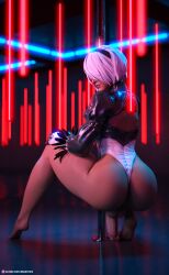 1futa 3d ass balls bandit3dx big_ass big_penis blindfold futa_only futanari hairband light-skinned_futanari light_skin nier nier:_automata penis rear_view short_hair solo stripper stripper_pole testicles thick_thighs white_hair yorha_2b