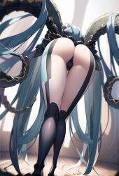 ai_generated big_ass big_breasts big_butt blue_hair eyebrows_visible_through_hair fate/grand_order fate_(series) horn legs pink_eyes tiamat_(fate)