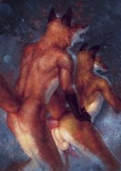 2023 aeschna all_fours anal anal_sex animal_genitalia animal_penis anthro anus ass balls canid canine canine_genitalia canine_penis closed_eyes detailed digital_media_(artwork) digital_painting_(artwork) duo erection fangs fox from_behind_position fur genitals hip_grab leaning leaning_forward male male/male mammal moan nude open_mouth orange_body orange_fur penetration penile penile_penetration penis perineum raised_tail rear_view red_body red_fox red_fur sex sheath simple_background tail teeth