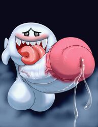 1boy auto_penis_lick balls big_balls big_head big_penis blush boo_(mario) erection genital_fluids ghost glans huge_balls huge_cock humanoid_genitalia humanoid_penis long_tongue male male_only mario_(series) nintendo non-human non-human_only open_mouth open_smile oral penile penis penis_lick pink_glans precum smile solo spirit teeth tongue tongue_out toony vein veiny_penis waddling_head white_balls white_body white_penis xankragoc