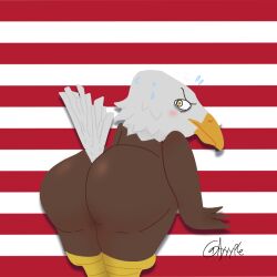 america american_flag animal animal_tail ass ayyyple bald_eagle beak bird bird_tail bird_wings eagle funny meme patriotism simple simple_background tail